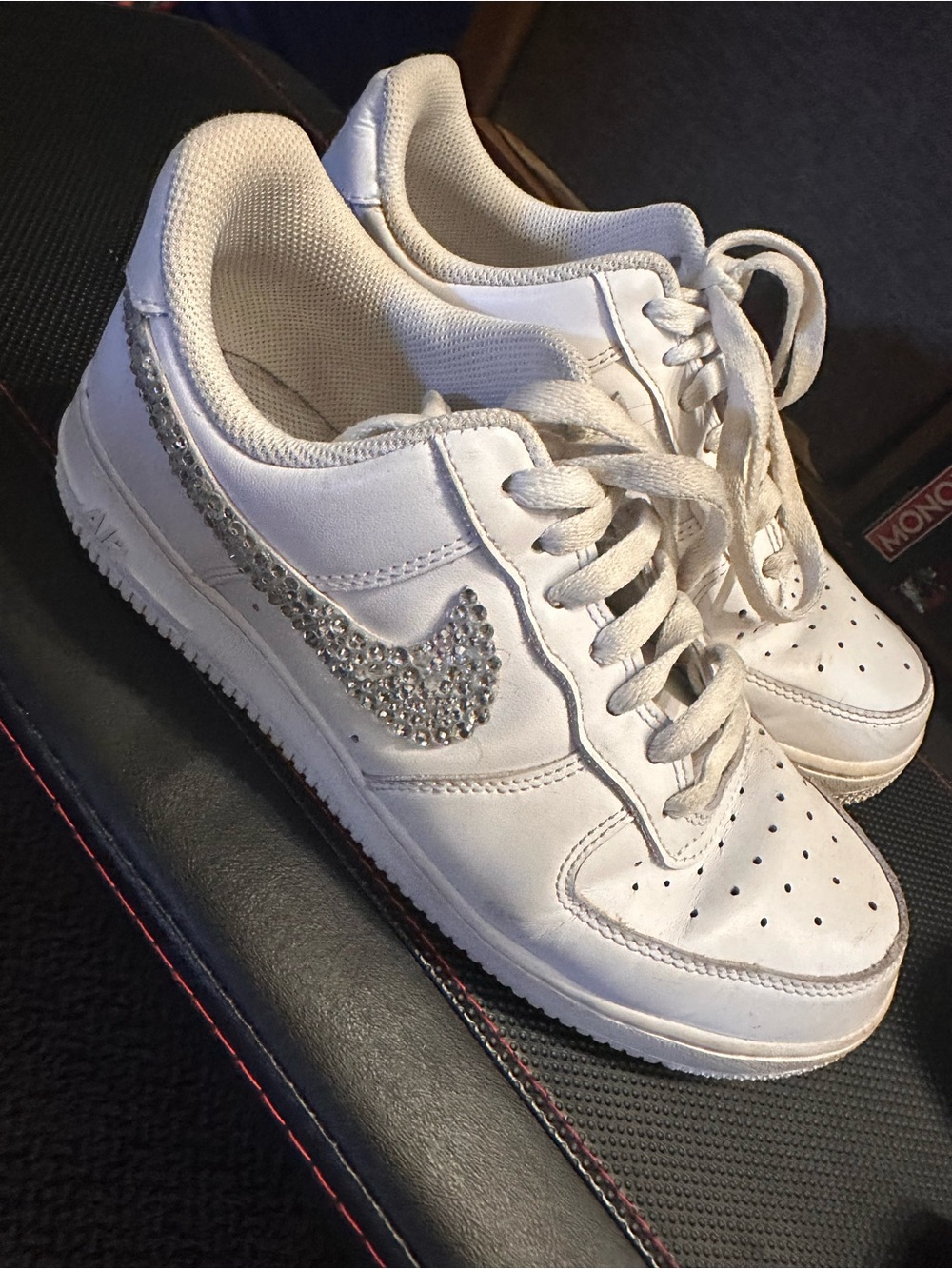 Nike White Women's Sneakers with Crystal Swoosh